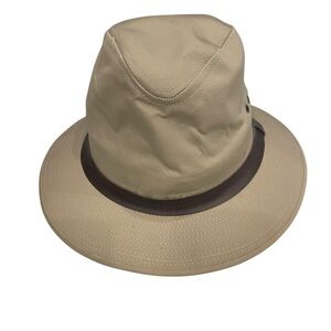 Filson Tin Cloth  Packer Hat Leather Hunting SZ L Vintage